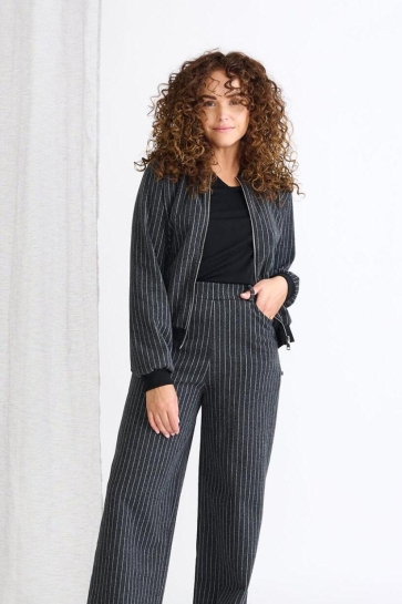 FOS Amsterdam Blazer BAMBI PINSTRIPE 7225 001 ZWART