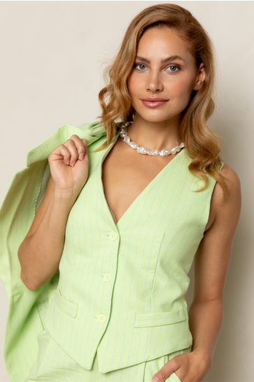 Freebird Vest GIOVANNA WV COT STRIPE 25 2 1927 Paradise green