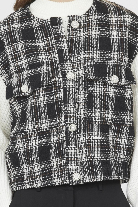 SisterS point zwarte dames gilet | Close up