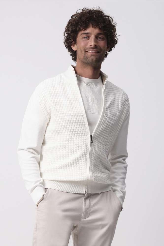 Campbell ecru heren vest | Model vooraanzicht