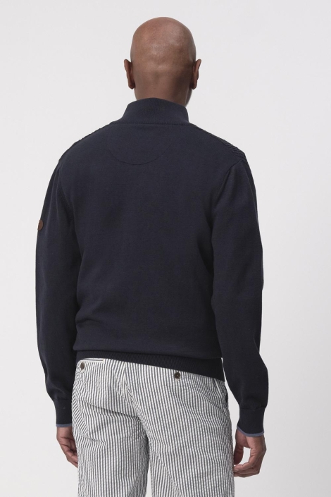 Campbell blauwe heren vest | Model achteraanzicht