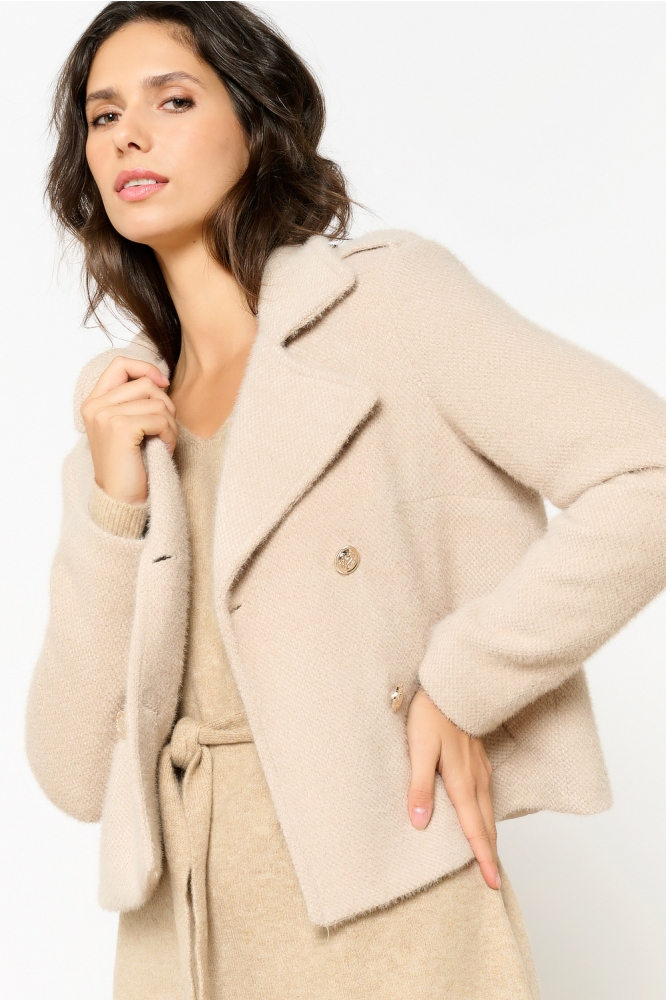 LolaLiza beige dames jas | Model vooraanzicht