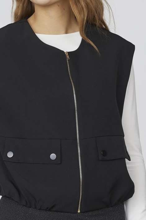 SisterS point zwarte dames gilet | Close up