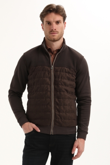 Gabbiano Vest SWEAT VEST MET SUEDINE DETAILS 425744 5702 oak brown
