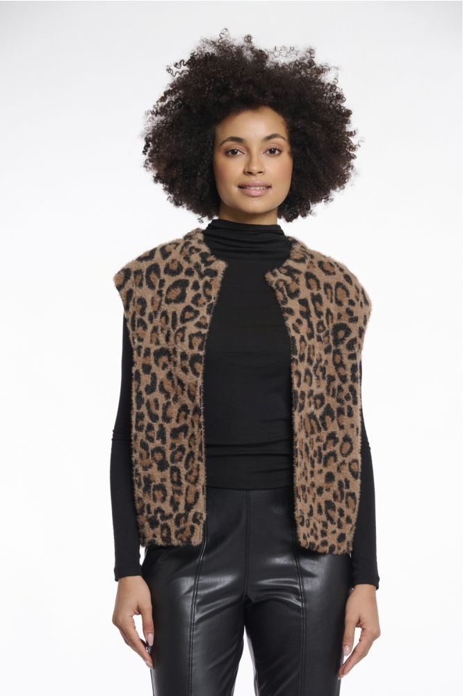 Rino & Pelle camel dames gilet | Model vooraanzicht