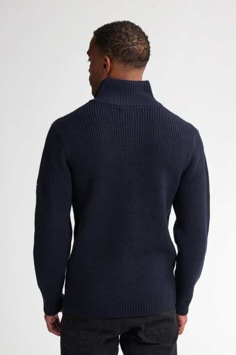 Petrol Industries blauwe heren trui | Model achteraanzicht