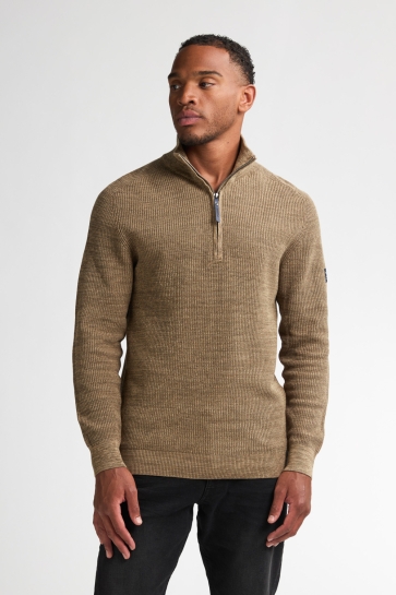 Petrol Industries Trui SWEATER MET RITS M 3050 KWC227 7146 Tan