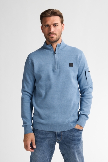 Petrol Industries Trui HALF ZIP SWEATER ASPEN M 3050 KWC248 5187 Pale Blue