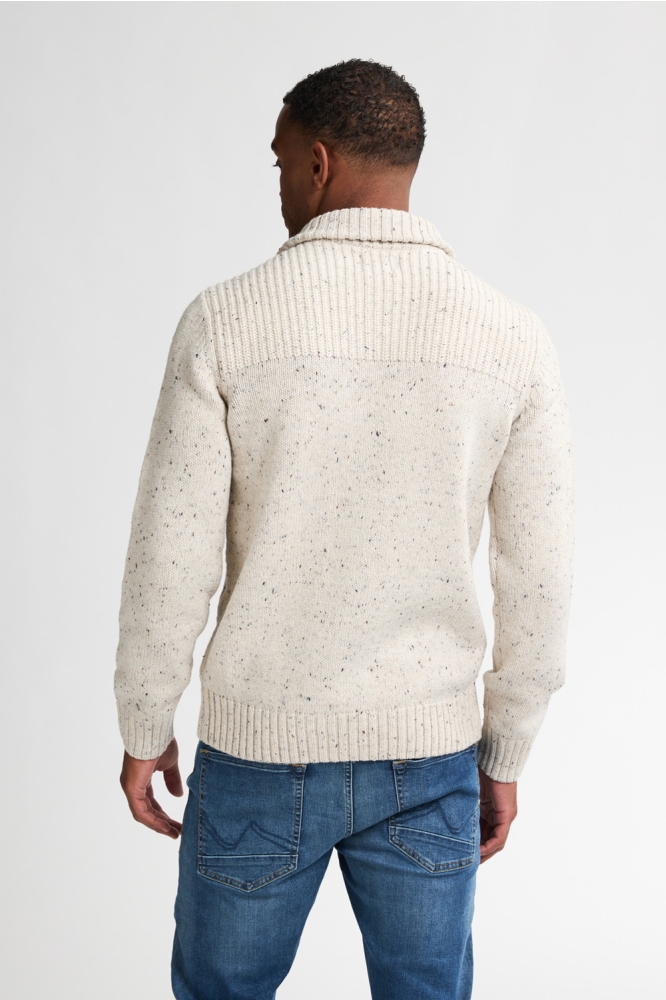 Petrol Industries beige heren trui | Model achteraanzicht