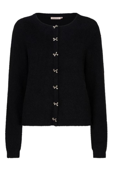 EsQualo SWEATER BOW BUTTON FAKE PLACKET W25 07719 000 black