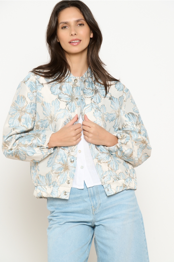 LolaLiza blauwe dames jas | Model vooraanzicht