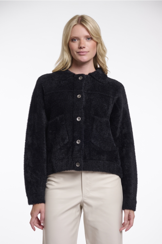 Rino & Pelle zwarte dames jas | Model vooraanzicht