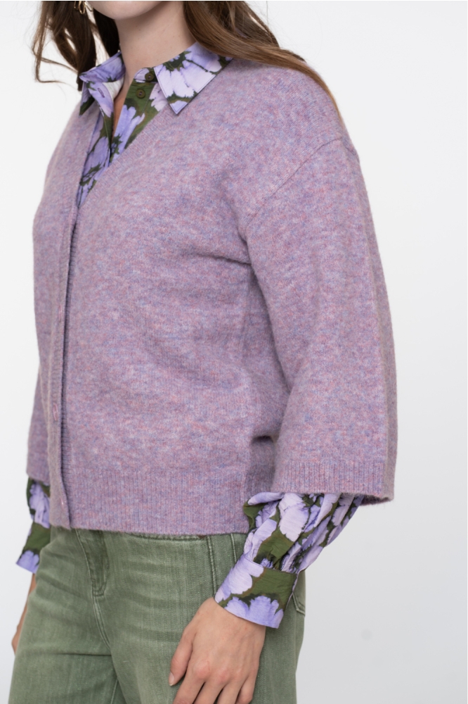 Geisha paarse dames vest | Model zijaanzicht