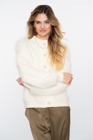Geisha Vest BOXY HAIRY VEST 54500 10 OFF WHITE