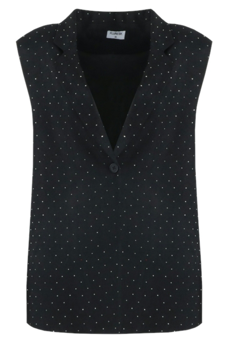 Fluresk zwarte dames gilet | Vooraanzicht