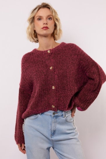 Fluresk Vest KALISTA KNIT CARDIGAN 25NLF05 204522 FRESH RASPBERRY/MOCHA BR