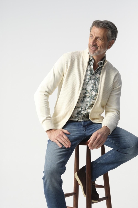 Campbell beige heren vest | Model vooraanzicht