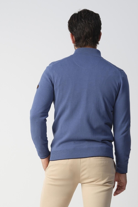 Campbell blauwe heren vest | Model achteraanzicht