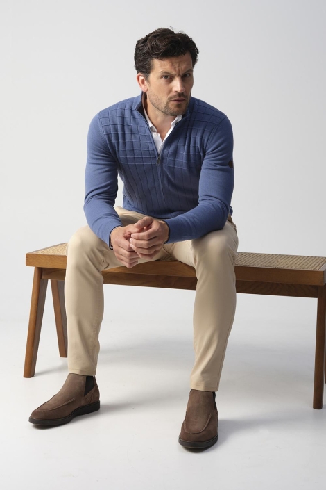 Campbell blauwe heren vest | Model