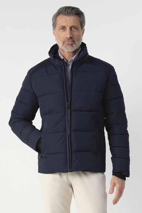 Campbell blauwe heren vest | Model vooraanzicht