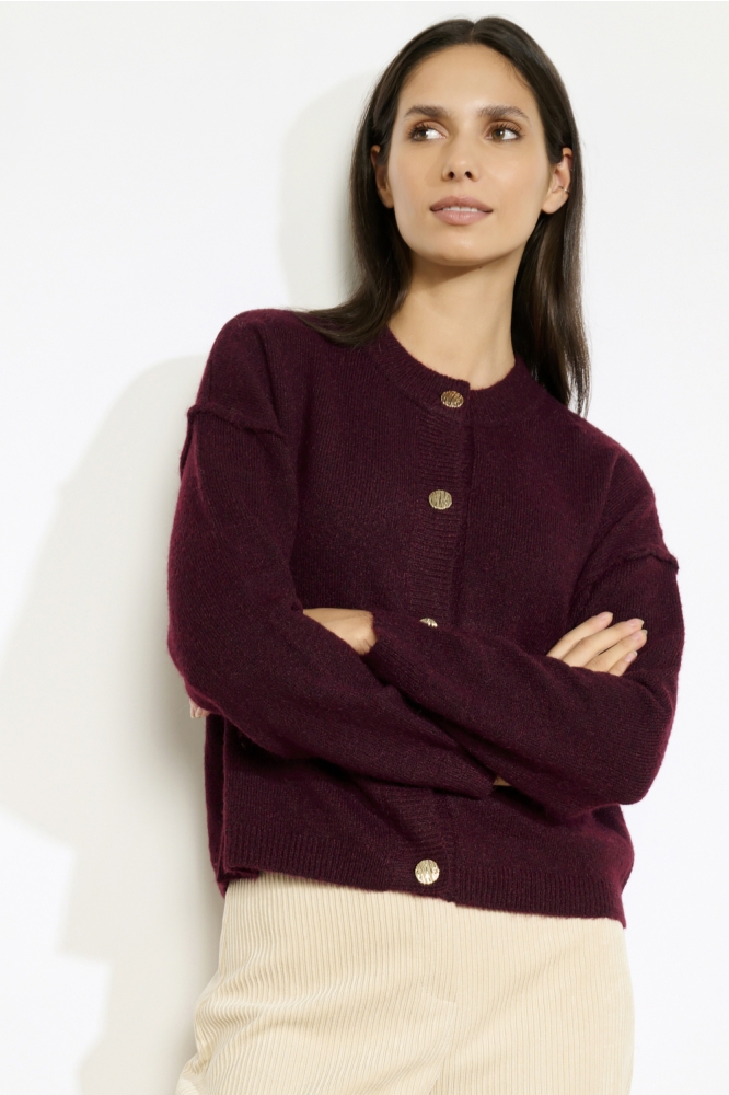 LolaLiza bordeaux dames vest | Model vooraanzicht