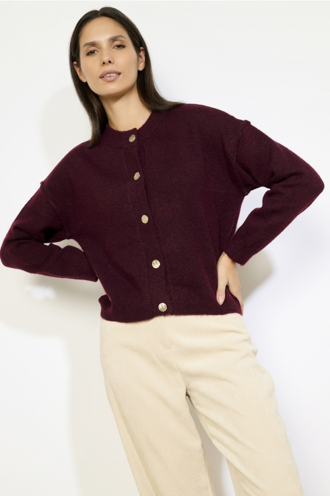 LolaLiza bordeaux dames vest | Model vooraanzicht