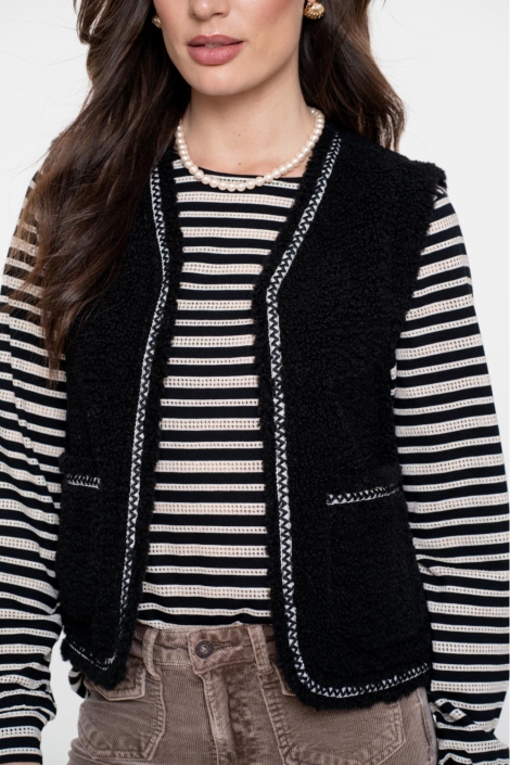 Geisha zwarte dames gilet | Model vooraanzicht
