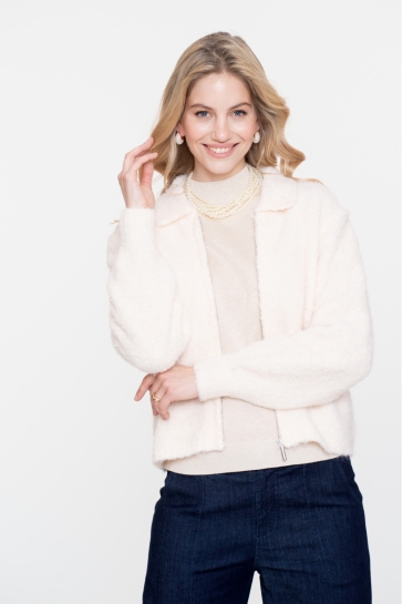 Geisha WOLLEN LOOK VEST MET RITSSLUTING 54575 29 OFF-WHITE