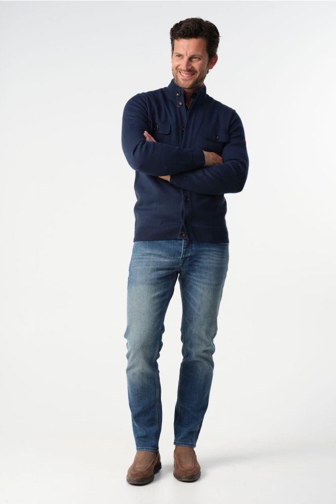 Campbell blauwe heren vest | Model