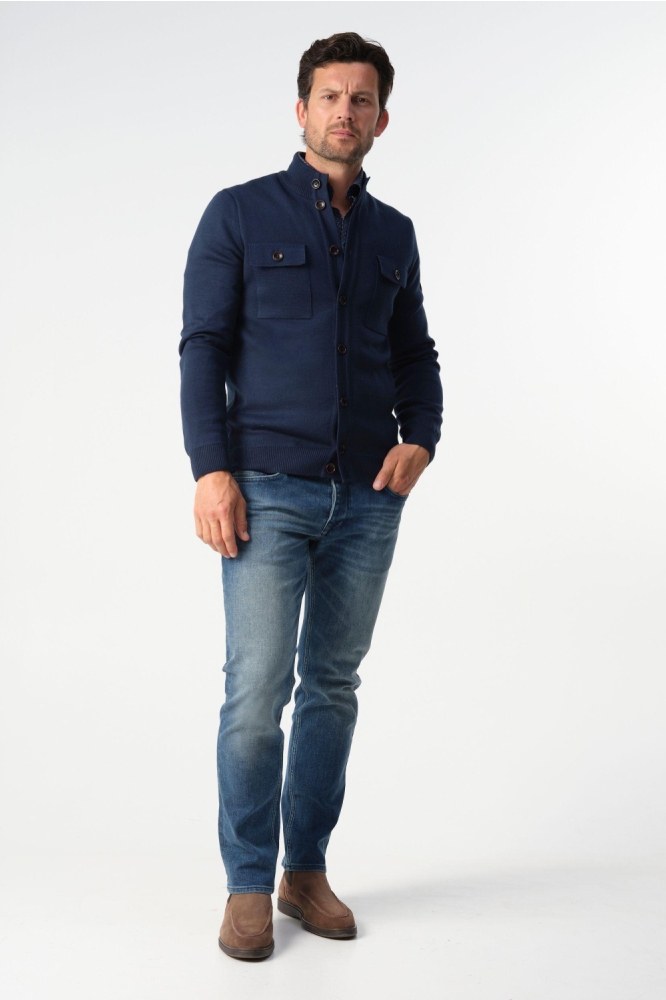 Campbell blauwe heren vest | Model