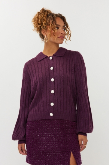Ydence KNITTED TOP COLETTE CW2526 AUBERGINE