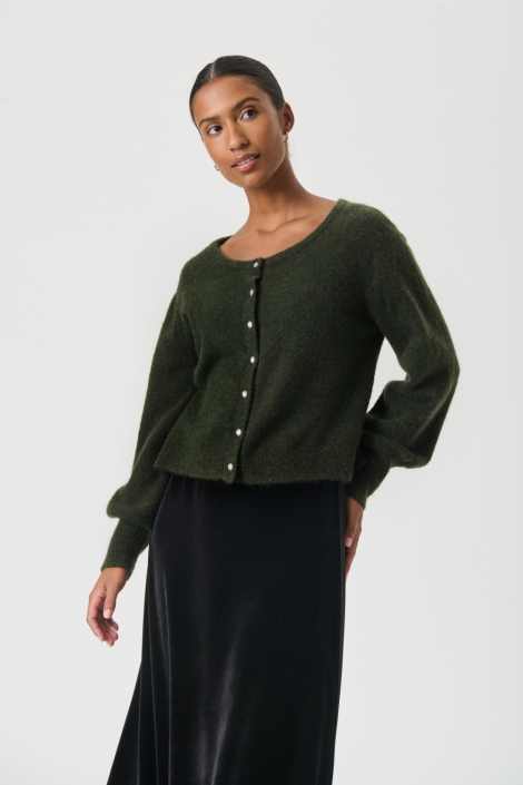 Part Two groene dames vest | Model vooraanzicht