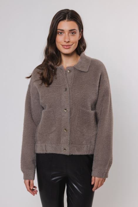 Rino & Pelle taupe dames jas | Model vooraanzicht