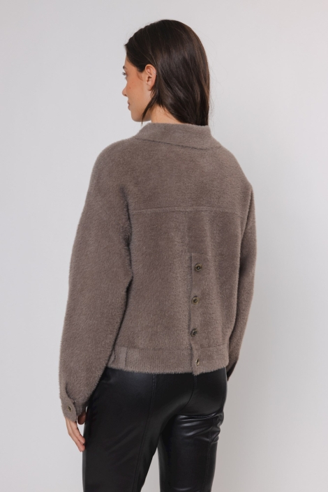 Rino & Pelle taupe dames jas | Model achteraanzicht