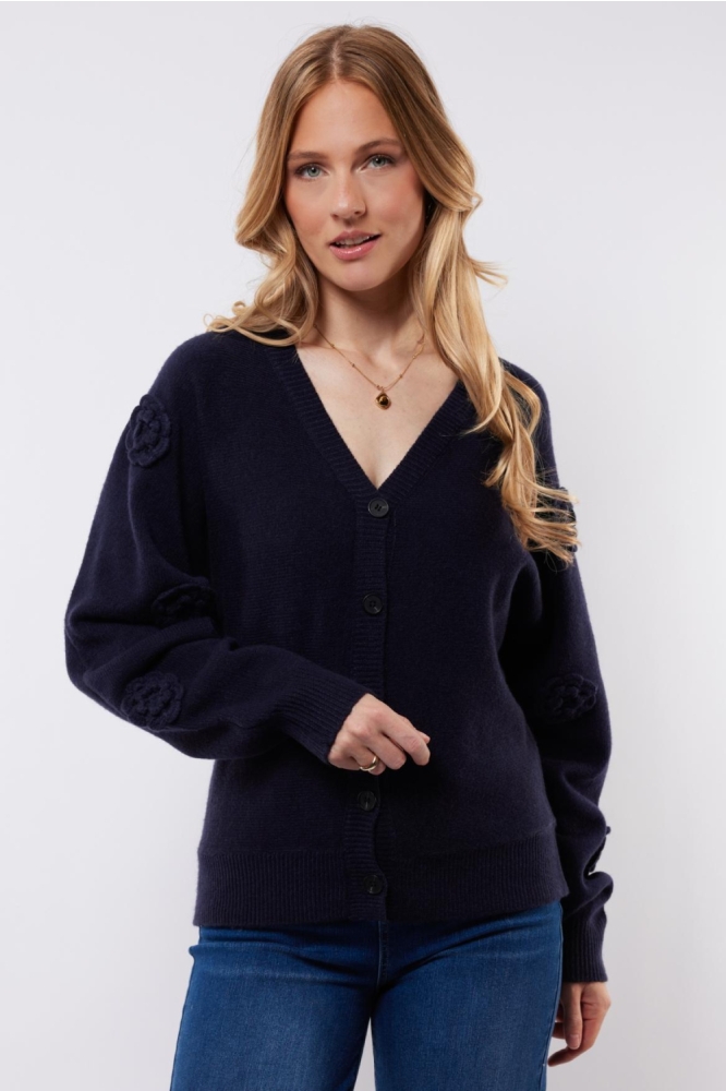 C&S The Label blauwe dames vest | Model vooraanzicht