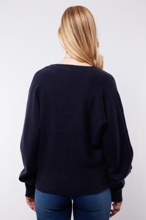 C&S The Label blauwe dames vest | Model achteraanzicht