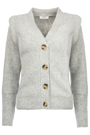 NED Vest VELAN LS RMJ BREI MELANGE 25W1 U216 02 Light Grey Melange