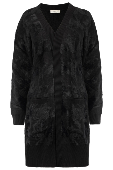 NED Vest PADSTOW LS RMJ FURRY PRINT KNIT 25W1 U386 01 Black Black