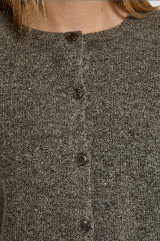 Peppercorn taupe dames vest | Close up