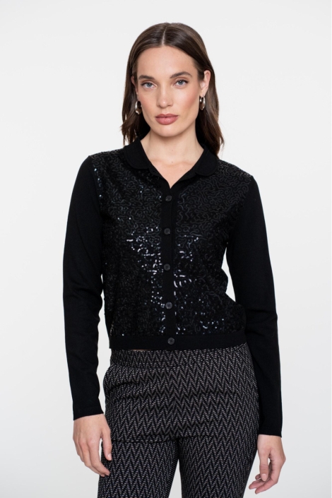 Geisha zwarte dames vest | Model vooraanzicht