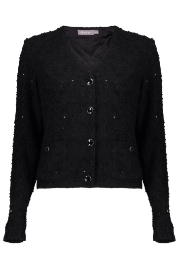 Geisha Vest BOUCLE VEST MET SIERLIJKE KNOPEN 55517 10 BLACK 000999