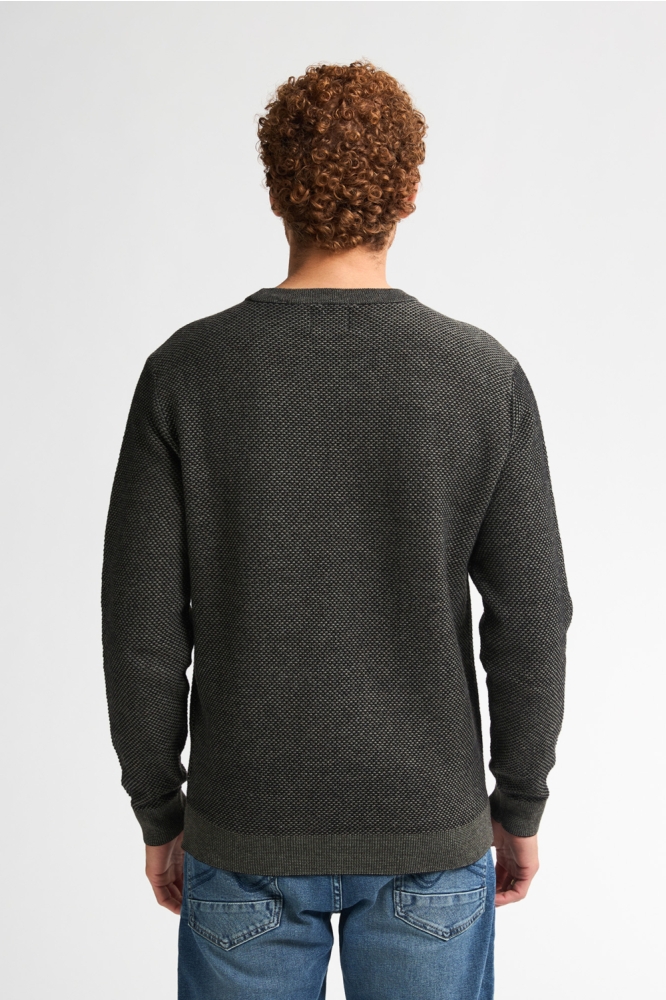 Petrol Industries grijze heren trui | Model achteraanzicht