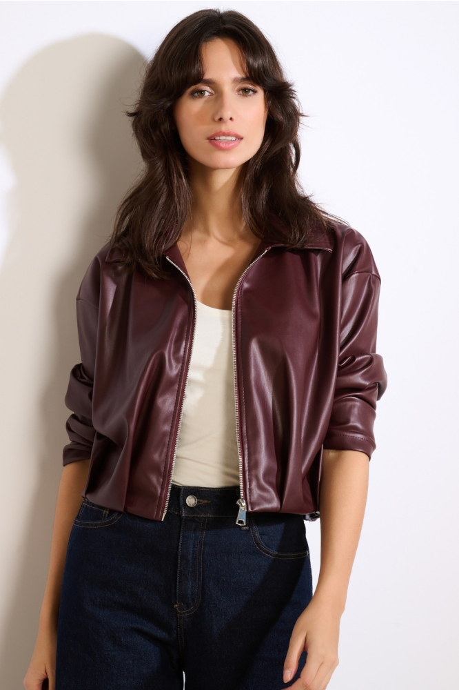 LolaLiza bordeaux dames jas | Model vooraanzicht