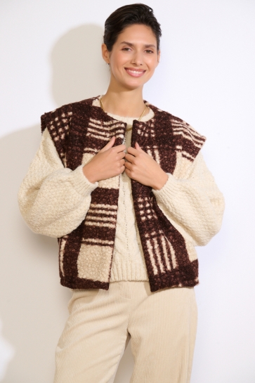 LolaLiza Vest V TEDDICHECK 09001509 3720 Brown Dark Chocolate