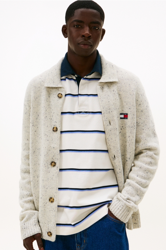 Tommy Jeans grijze heren vest | Model vooraanzicht