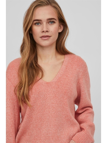 Vila Trui VIRIL MULTI V-NECK L/S KNIT TOP - 14079693 MISTY ROSE