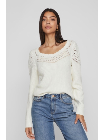 Vila Trui VIEMMY SWEETHEART L/S KNIT TOP/TB 14080411 White Alyssum