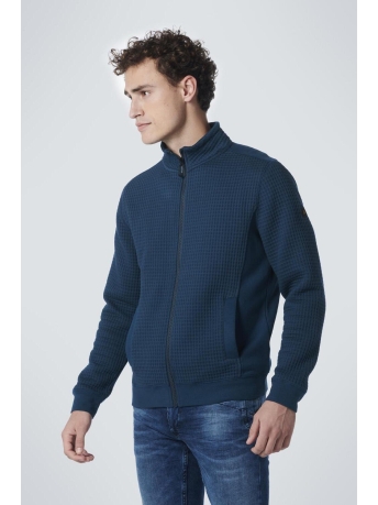 NO-EXCESS Vest SWEATER FULL ZIPPER JACQUARD 19100218 179 CARBON BLUE