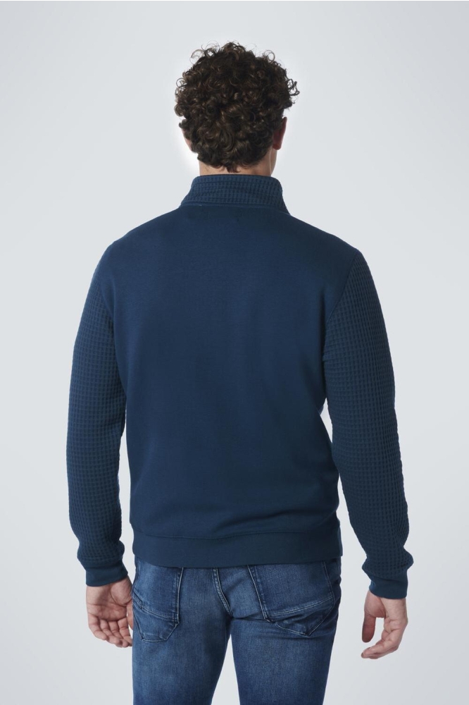 SWEATER FULL ZIPPER JACQUARD 19100218 179 CARBON BLUE