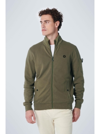 NO-EXCESS Vest SWEATER FULL ZIPPER TWILL JACQUARD 19100224 053 ARMY
